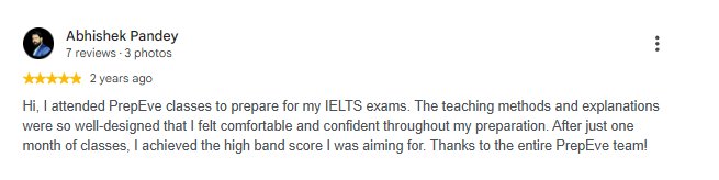 5-star Google review of PrepEve by Abhishek Pandey