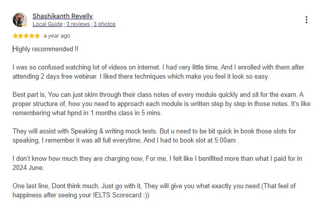 5-star Google review of PrepEve by Shashikanth Revelly